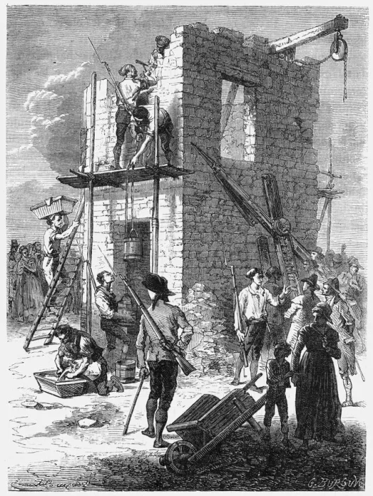 Framed Print : Building a Chappe telegraph station, c1793, (c1870) Framed Print : Building a Chappe telegraph station, c1793, (c1870)