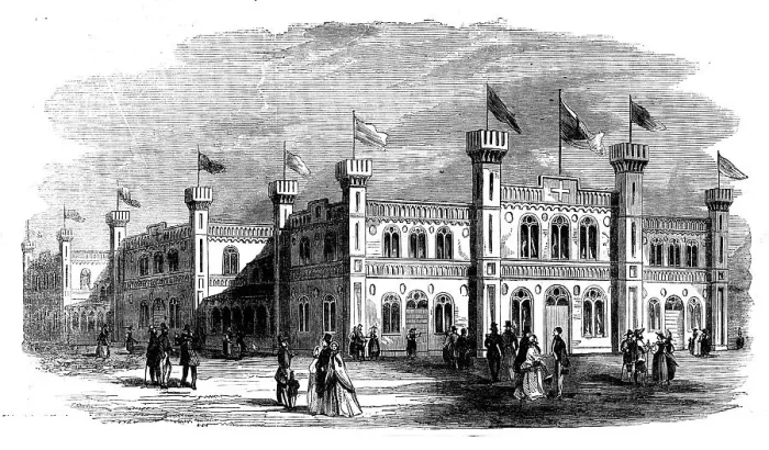 Framed Print : Building erected at Zurich for the Celebration of the Swiss National Musical Festival, 1858. Creator: Unknown Framed Print : Building erected at Zurich for the Celebration of the Swiss National Musical Festival, 1858. Creator: Unknown