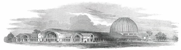 Framed Print : Building for the Great Industrial Exhibition, to be erected in Hyde-Park, 1850. Creator: Unknown Framed Print : Building for the Great Industrial Exhibition, to be erected in Hyde-Park, 1850. Creator: Unknown