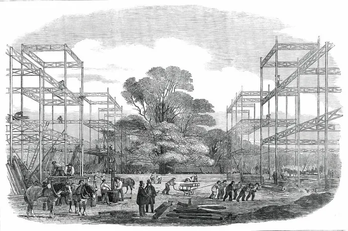 Framed Print : The Building in Hyde Park for the Great Exhibition of 1851 - the Transept - (Looking North), 1850. Creator: Unknown