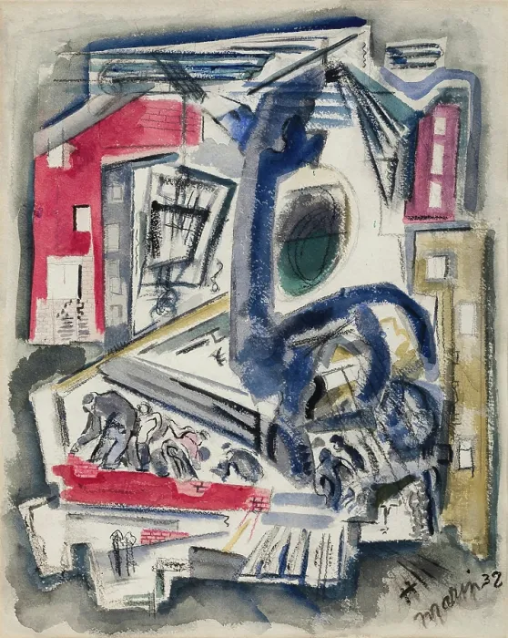 Framed Print : Building, New York, 1932. Creator: John Marin Framed Print : Building, New York, 1932. Creator: John Marin