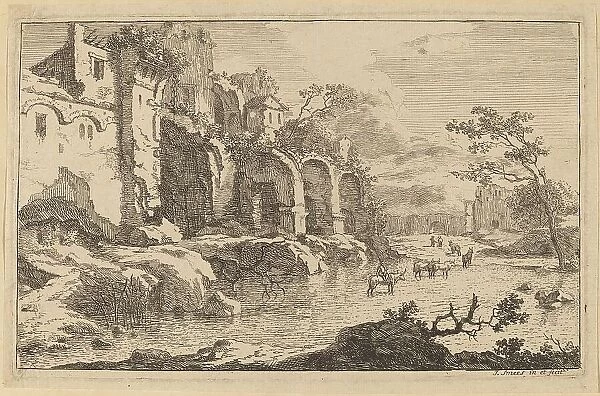 Building in Ruins at the Side of a River. Creator: Jan Smees