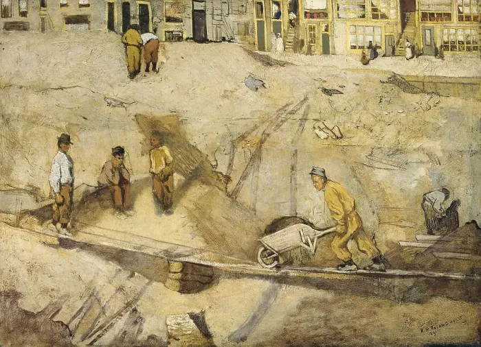 Framed Print : Building Site in Amsterdam, 1891. Creator: Richard Roland Holst Framed Print : Building Site in Amsterdam, 1891. Creator: Richard Roland Holst