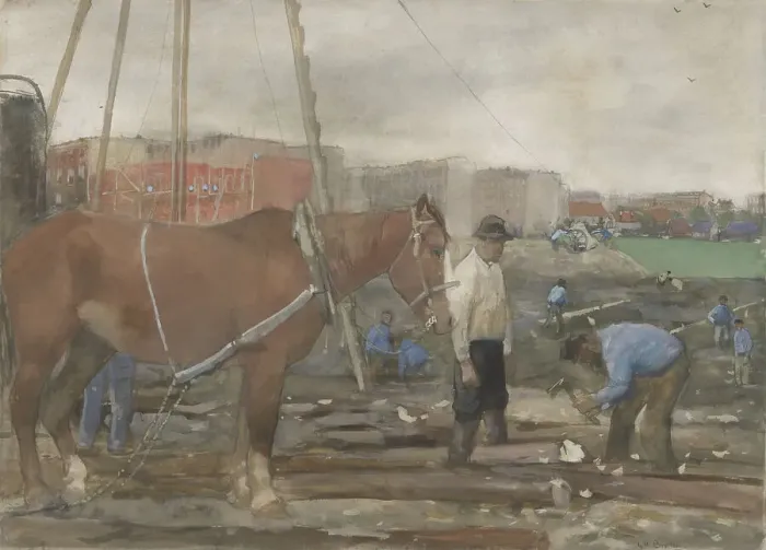 Framed Print : Building site in the west of old Amsterdam, 1900. Creator: George Hendrik Breitner Framed Print : Building site in the west of old Amsterdam, 1900. Creator: George Hendrik Breitner