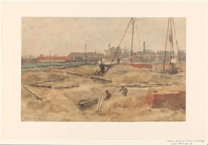 Framed Print : Building site at the Wilhelmina guesthouse, Amsterdam, 1892. Creator: Willem Steenhoff Framed Print : Building site at the Wilhelmina guesthouse, Amsterdam, 1892. Creator: Willem Steenhoff