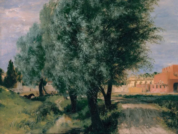 Framed Print : Building Site with Willows, 1846. Artist: Menzel, Adolph Friedrich, von (1815-1905) Framed Print : Building Site with Willows, 1846. Artist: Menzel, Adolph Friedrich, von (1815-1905)