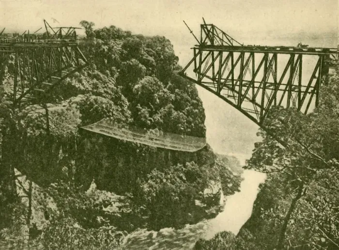 Framed Print : Building the Zambesi Railway Bridge, c1930. Creator: ENA Framed Print : Building the Zambesi Railway Bridge, c1930. Creator: ENA