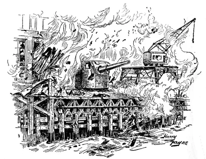 Framed Print : One After Another The Buildings Burst Into Flames, c1929. Creators: Howard Davie, Harry Payne Framed Print : One After Another The Buildings Burst Into Flames, c1929. Creators: Howard Davie, Harry Payne