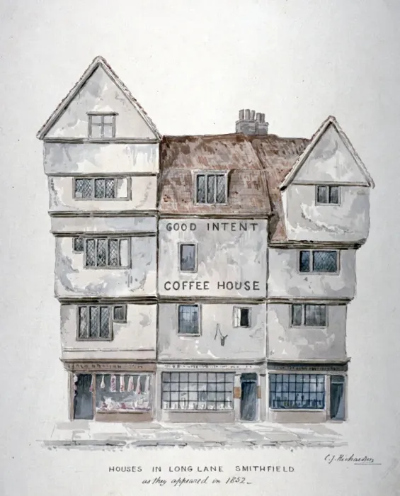 Framed Print : Buildings in Long Lane, Smithfield, City of London, 1852 Framed Print : Buildings in Long Lane, Smithfield, City of London, 1852