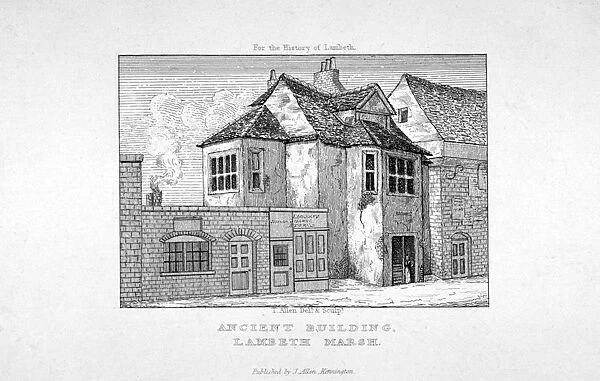 Buildings near Lambeth Marsh, London, c1820. Artist: Thomas Allen
