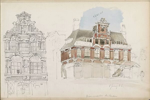Buildings on the Nieuwmarkt in Amsterdam, 1866. Creator: Isaac Gosschalk