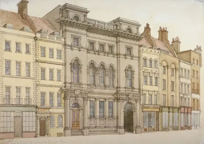 Framed Print : Buildings on the south side of Fleet Street, looking towards Temple Bar, City of London, 1850