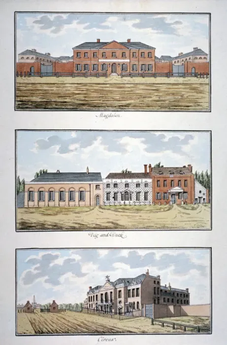 Framed Print : Three buildings in St Georges Fields, Southwark, London, c1790. Artist: Thomas Trotter Framed Print : Three buildings in St Georges Fields, Southwark, London, c1790. Artist: Thomas Trotter