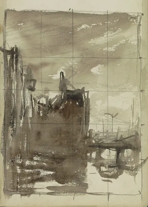 Framed Print : Buildings on a waterfront, 1834-1911. Creator: Jozef Israels Framed Print : Buildings on a waterfront, 1834-1911. Creator: Jozef Israels