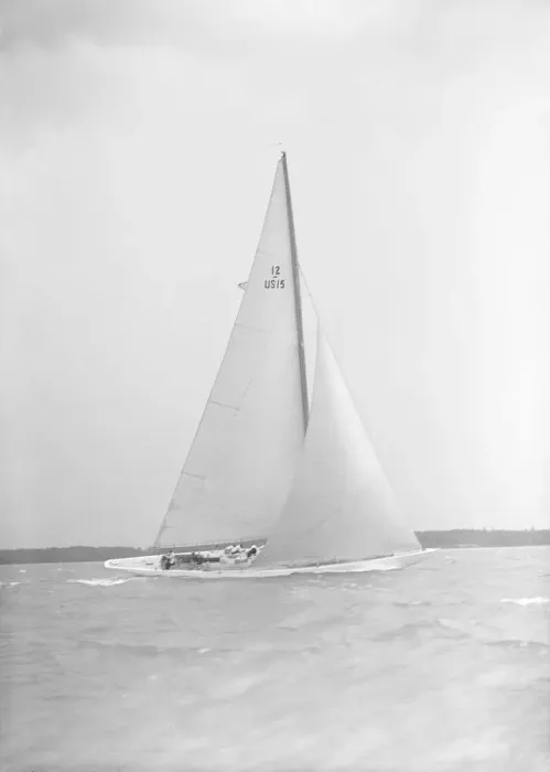 Framed Print : The US built 12 Metre Vim sailing close-hauled, 1939. Creator: Kirk & Sons of Cowes Framed Print : The US built 12 Metre Vim sailing close-hauled, 1939. Creator: Kirk & Sons of Cowes