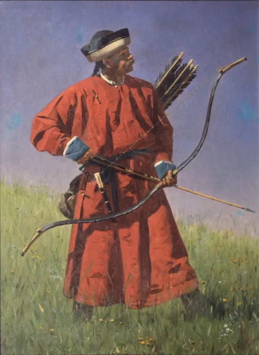 Framed Print : Bukharan Soldier (Sarbaz). Artist: Vereshchagin, Vasili Vasilyevich (1842-1904) Framed Print : Bukharan Soldier (Sarbaz). Artist: Vereshchagin, Vasili Vasilyevich (1842-1904)