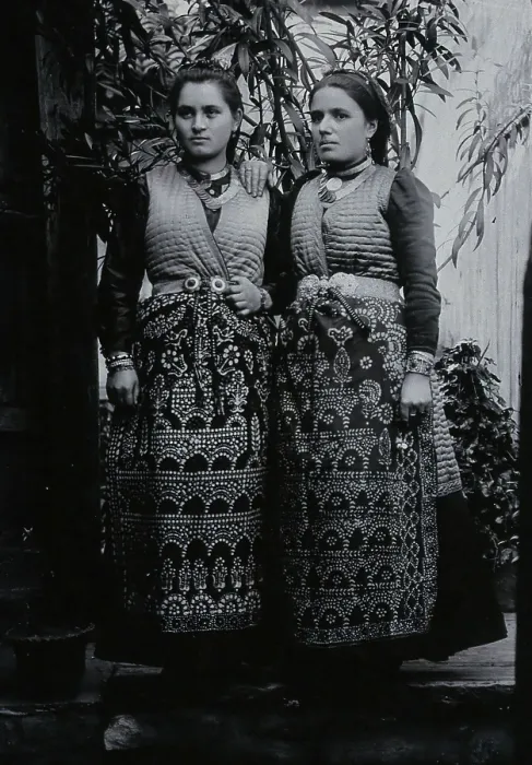 Framed Print : Two Bulgarian women wearing national dress, c1900. Creator: Unknown Framed Print : Two Bulgarian women wearing national dress, c1900. Creator: Unknown