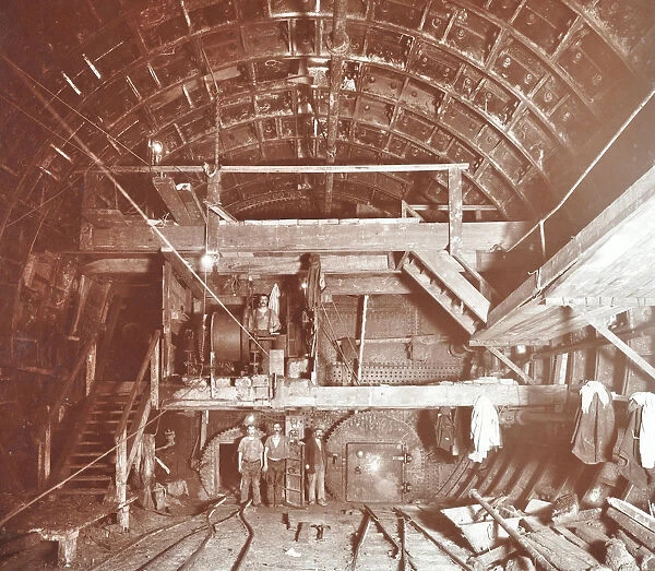 Bulkhead to retain compressed air in Rotherhithe Tunnel, London, October 1906