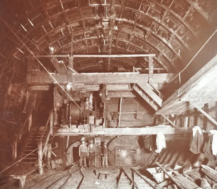 Framed Print : Bulkhead to retain compressed air in Rotherhithe Tunnel, London, October 1906