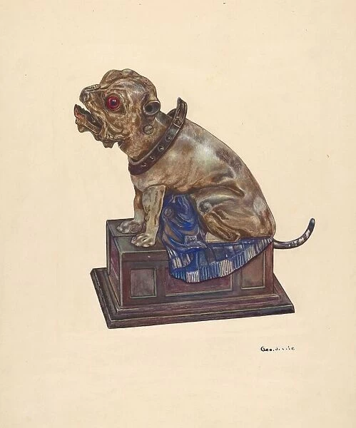 Bull Dog Bank, c. 1937. Creator: George File
