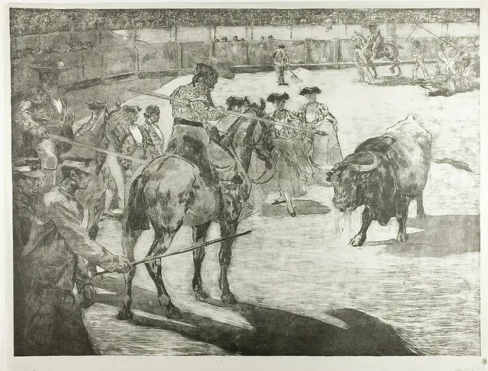 Framed Print : Bull-Fight, 1897. Creator: Alexandre Lunois Framed Print : Bull-Fight, 1897. Creator: Alexandre Lunois