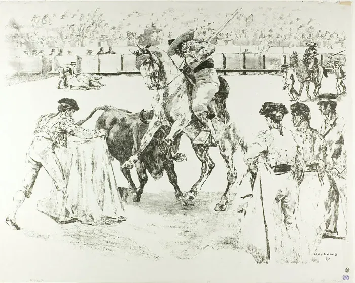 Framed Print : Bull-Fight, 1897. Creator: Alexandre Lunois Framed Print : Bull-Fight, 1897. Creator: Alexandre Lunois