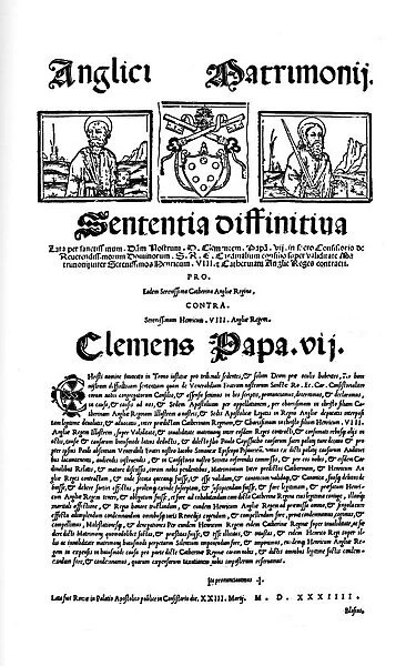 Bull of Pope Clement VII. Against Henry VIIIs Divorce, 1530, (1903)
