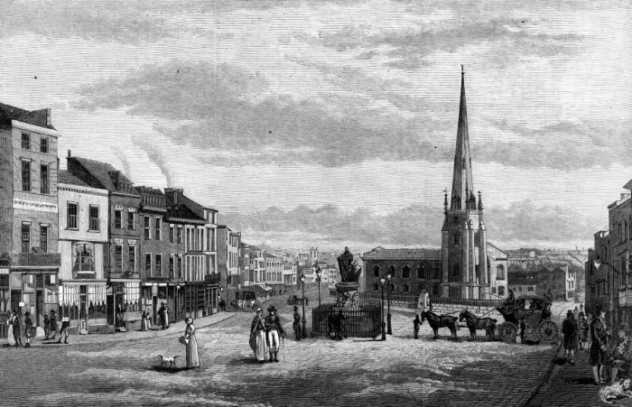 Framed Print : The Bull Ring, with St Martins Church, Birmingham, 1812 (1887) Framed Print : The Bull Ring, with St Martins Church, Birmingham, 1812 (1887)