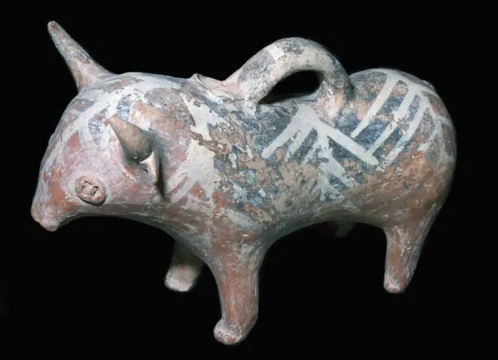 Framed Print : Bull-shaped vessel, 15th century BC Framed Print : Bull-shaped vessel, 15th century BC