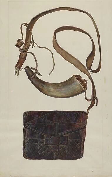 Bullet Pouch and Powder Horn, c. 1937. Creator: Cecil Smith