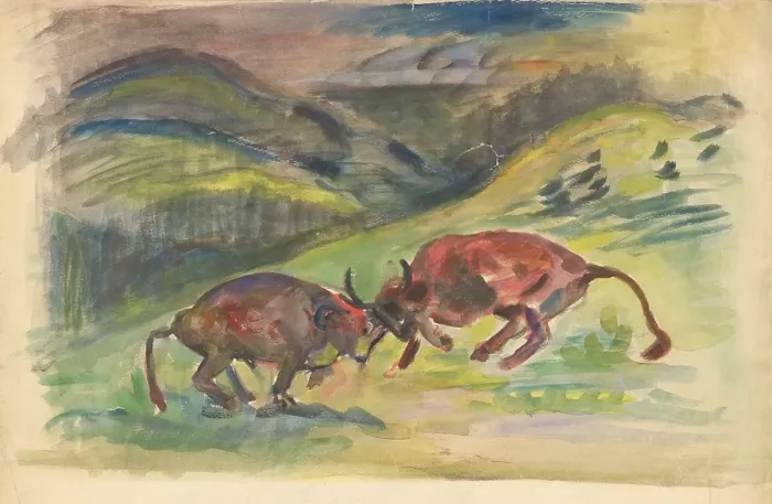 Framed Print : Bullfight, 1935-1944. Creator: Arnold Peter Weisz-Kubincan