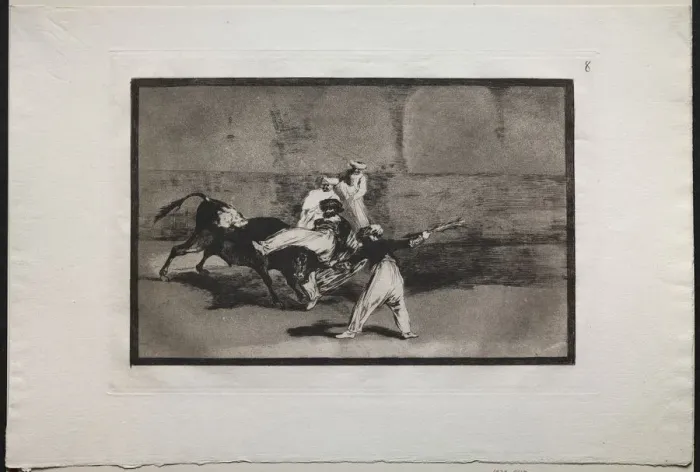 Framed Print : Bullfights: A Moor Caught by a Bull in the Ring, 1876. Creator: Francisco de Goya (Spanish Framed Print : Bullfights: A Moor Caught by a Bull in the Ring, 1876. Creator: Francisco de Goya (Spanish
