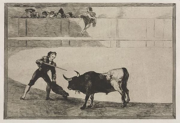 Bullfights: Pedro Romeo Killing the Halted Bull, 1876. Creator: Francisco de Goya (Spanish