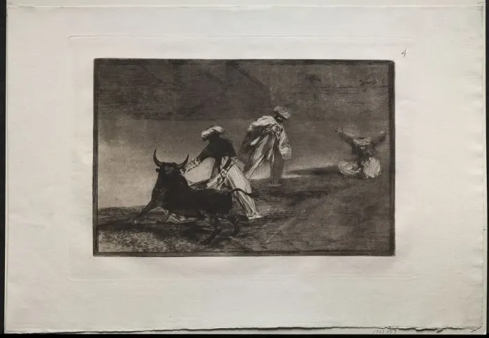 Framed Print : Bullfights: They Play Another with the Cape in an Enclosure, 1876. Creator: Francisco de Goya Framed Print : Bullfights: They Play Another with the Cape in an Enclosure, 1876. Creator: Francisco de Goya