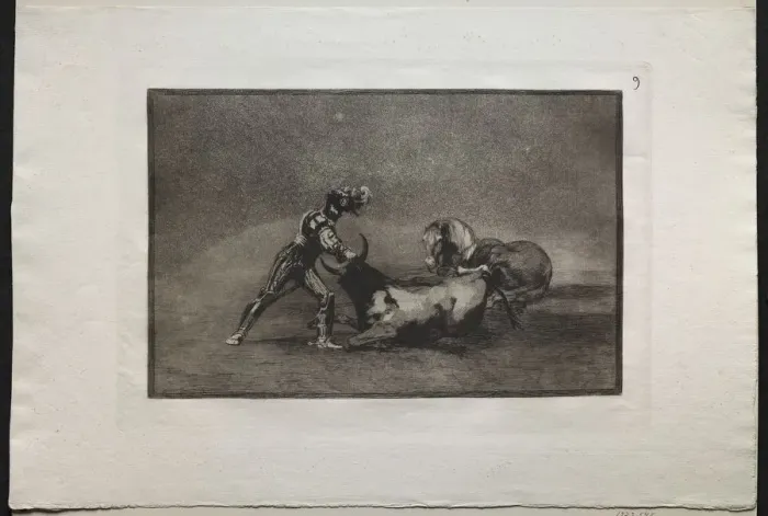 Framed Print : Bullfights: A Spanish Knight Kills the Bull After Having Lost His Horse, 1876. Creator