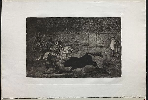 Bullfights: A Spanish Mounted Knight Breaking Short Spears with the Help of Assistants, 1876