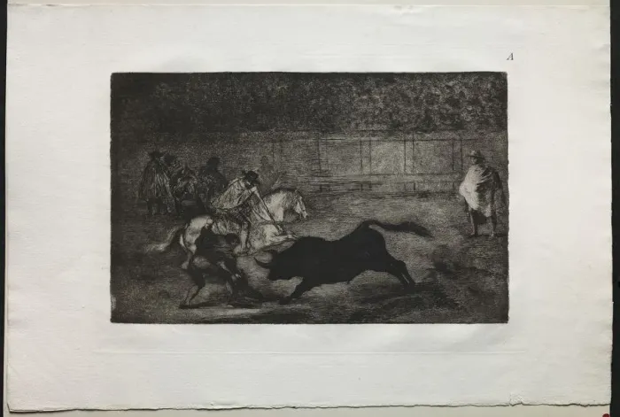Framed Print : Bullfights: A Spanish Mounted Knight Breaking Short Spears with the Help of Assistants, 1876 Framed Print : Bullfights: A Spanish Mounted Knight Breaking Short Spears with the Help of Assistants, 1876