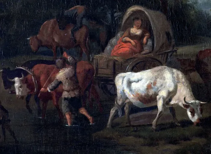 Framed Print : The bullock cart, c1760. Creator: Francesco Zuccarelli Framed Print : The bullock cart, c1760. Creator: Francesco Zuccarelli