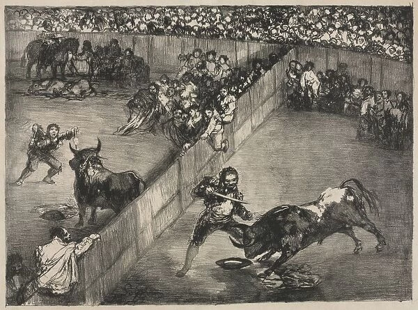 The Bulls of Bordeaux: Bullfight in a Divided Ring, 1825. Creator: Francisco de Goya (Spanish