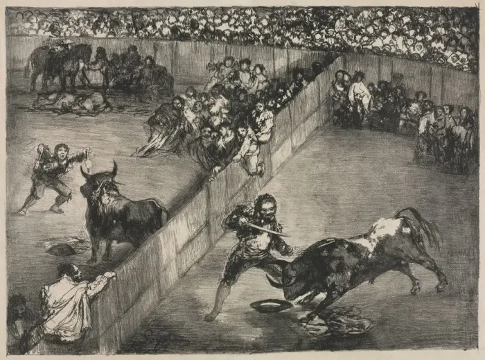 Framed Print : The Bulls of Bordeaux: Bullfight in a Divided Ring, 1825. Creator: Francisco de Goya (Spanish Framed Print : The Bulls of Bordeaux: Bullfight in a Divided Ring, 1825. Creator: Francisco de Goya (Spanish