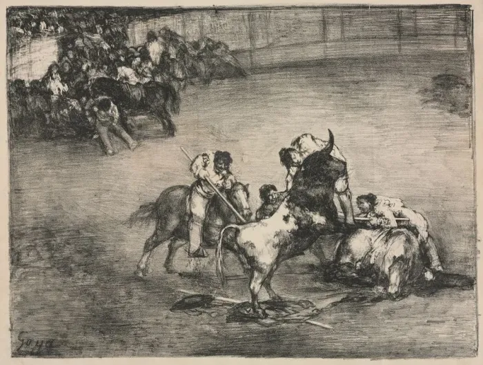 Framed Print : The Bulls of Bordeaux: Picador Caught by a Bull, 1825. Creator: Francisco de Goya (Spanish Framed Print : The Bulls of Bordeaux: Picador Caught by a Bull, 1825. Creator: Francisco de Goya (Spanish