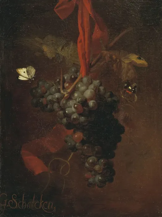Framed Print : Bunch of Grapes, late 17th-early 18th century. Creator: Godfried Schalcken Framed Print : Bunch of Grapes, late 17th-early 18th century. Creator: Godfried Schalcken
