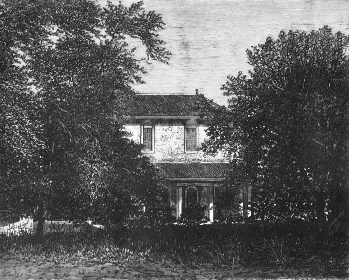 Framed Print : A Bungalow at Ahmedabad, near Baroda, c1891. Creator: James Grant Framed Print : A Bungalow at Ahmedabad, near Baroda, c1891. Creator: James Grant