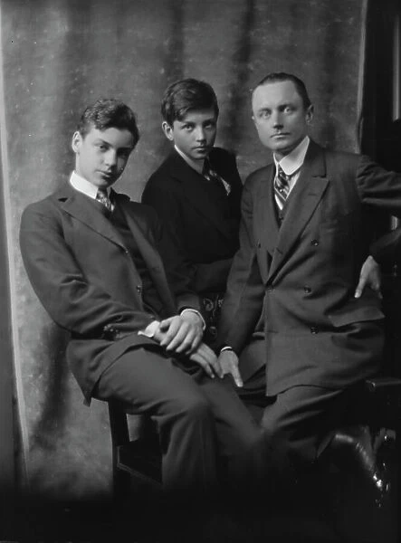 Burden, James A. Mr. and sons, portrait photograph, 1914 Mar. 31. Creator: Arnold Genthe