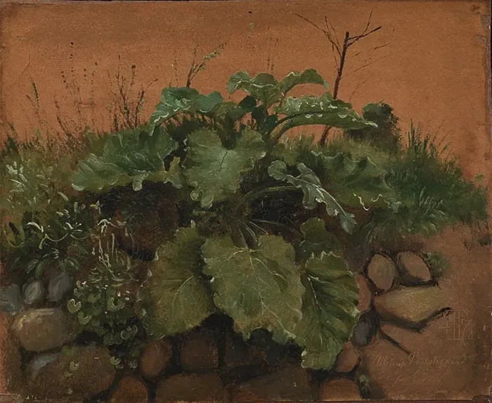 Framed Print : A Burdock and Other Plants on a Stone Wall, 1847. Creator: Johan Thomas Lundbye Framed Print : A Burdock and Other Plants on a Stone Wall, 1847. Creator: Johan Thomas Lundbye