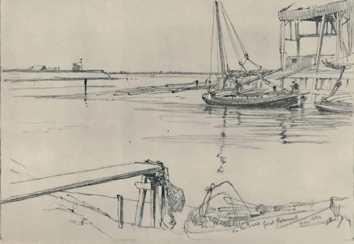 Framed Print : On the Bure, Great Yarmouth, 1894, (1919). Artist: Frank Short Framed Print : On the Bure, Great Yarmouth, 1894, (1919). Artist: Frank Short