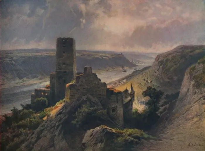 Framed Print : Burg Gutenfels mit Blick auf Oberwesel, (Gutenfels Castle overlooking Oberwesel), 1923 Framed Print : Burg Gutenfels mit Blick auf Oberwesel, (Gutenfels Castle overlooking Oberwesel), 1923