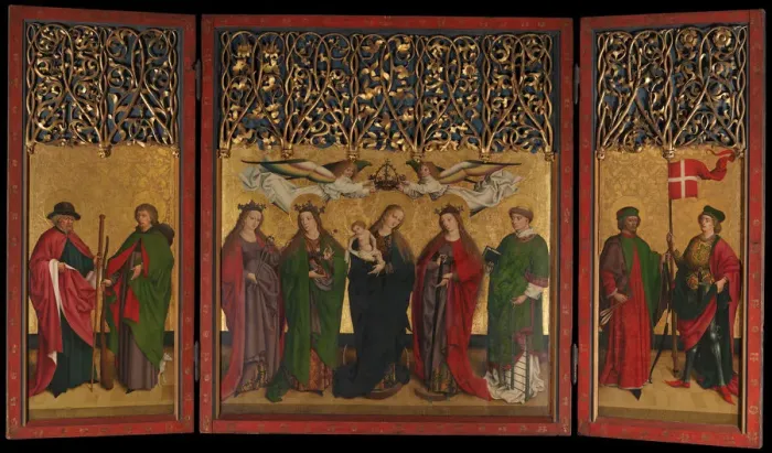 Framed Print : The Burg Weiler Altar Triptych (Altarpiece with the Virgin and Child and Saints), ca Framed Print : The Burg Weiler Altar Triptych (Altarpiece with the Virgin and Child and Saints), ca
