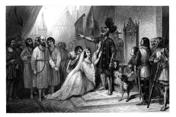 Framed Print : The Burghers of Calais before Edward, King of England, 1347, (1875). Artist: T Sherratt Framed Print : The Burghers of Calais before Edward, King of England, 1347, (1875). Artist: T Sherratt