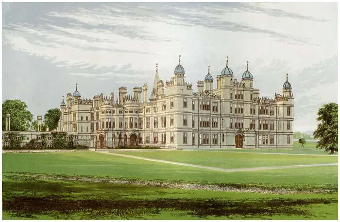 Framed Print : Burghley House, Lincolnshire, home of the Marquis of Exeter, c1880 Framed Print : Burghley House, Lincolnshire, home of the Marquis of Exeter, c1880
